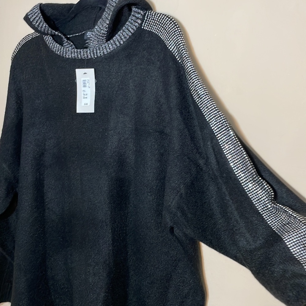 Asos Curve River Island plus hoodie sweater rhinestone detail in black 14/16 - Picture 7 of 11